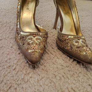 Gold and Sequin Heels